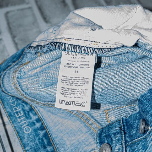 OUTERKNOWN SEA Jeans Generation Slim Selvedge Denim Distressed ripped sz 25 - Picture 10 of 14